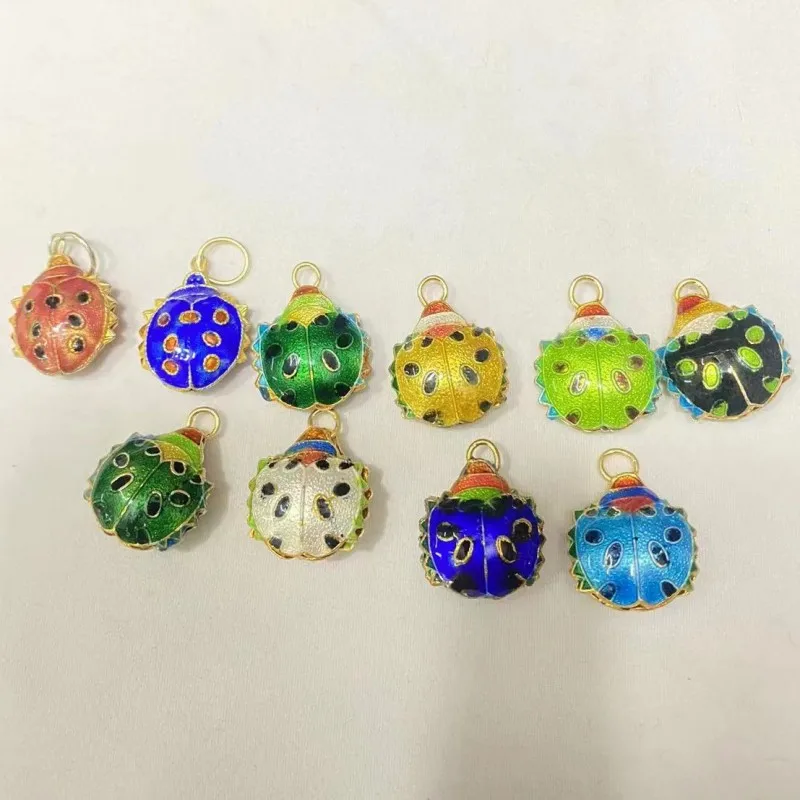 

10pcs Cute Colorful Ladybug Charms Jewelry For Women Traditional Handcraft Cloisonne Enamel Insect Pendants DIY Jewelry Making