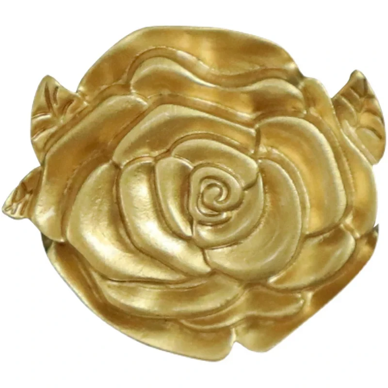 Solid Brass Camellia Single Hole Knob, French Floral Drawer Cabinet Handle