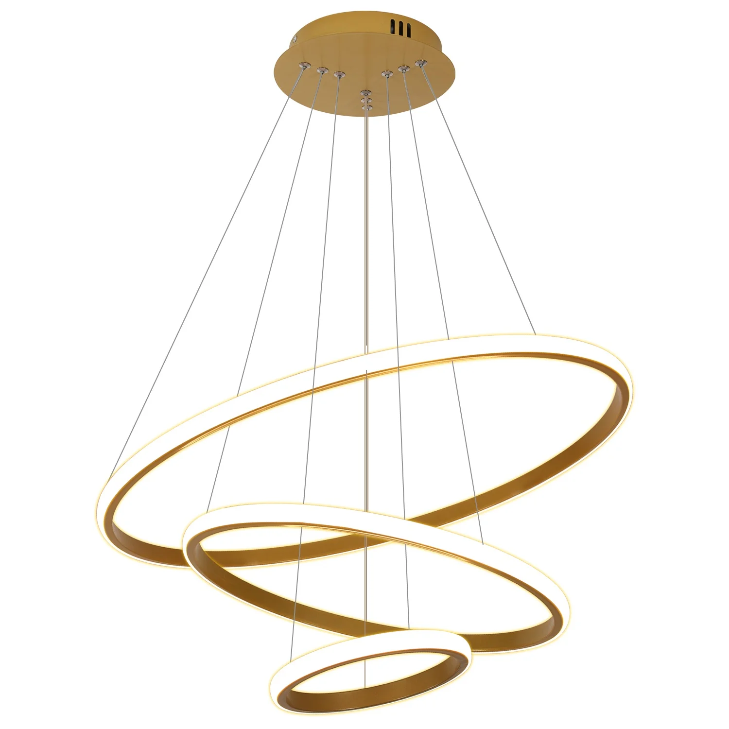 Dimbare LED kroonluchter, moderne 40W 3-rings dimbare LED kroonluchter, hanglamp voor de eetkamer - afbeelding 2