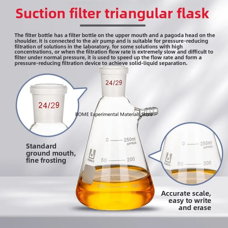 High Borosilicate Triangle Filter Flask with Mouth 150/250/500/1000/2000ml Lab Glassware