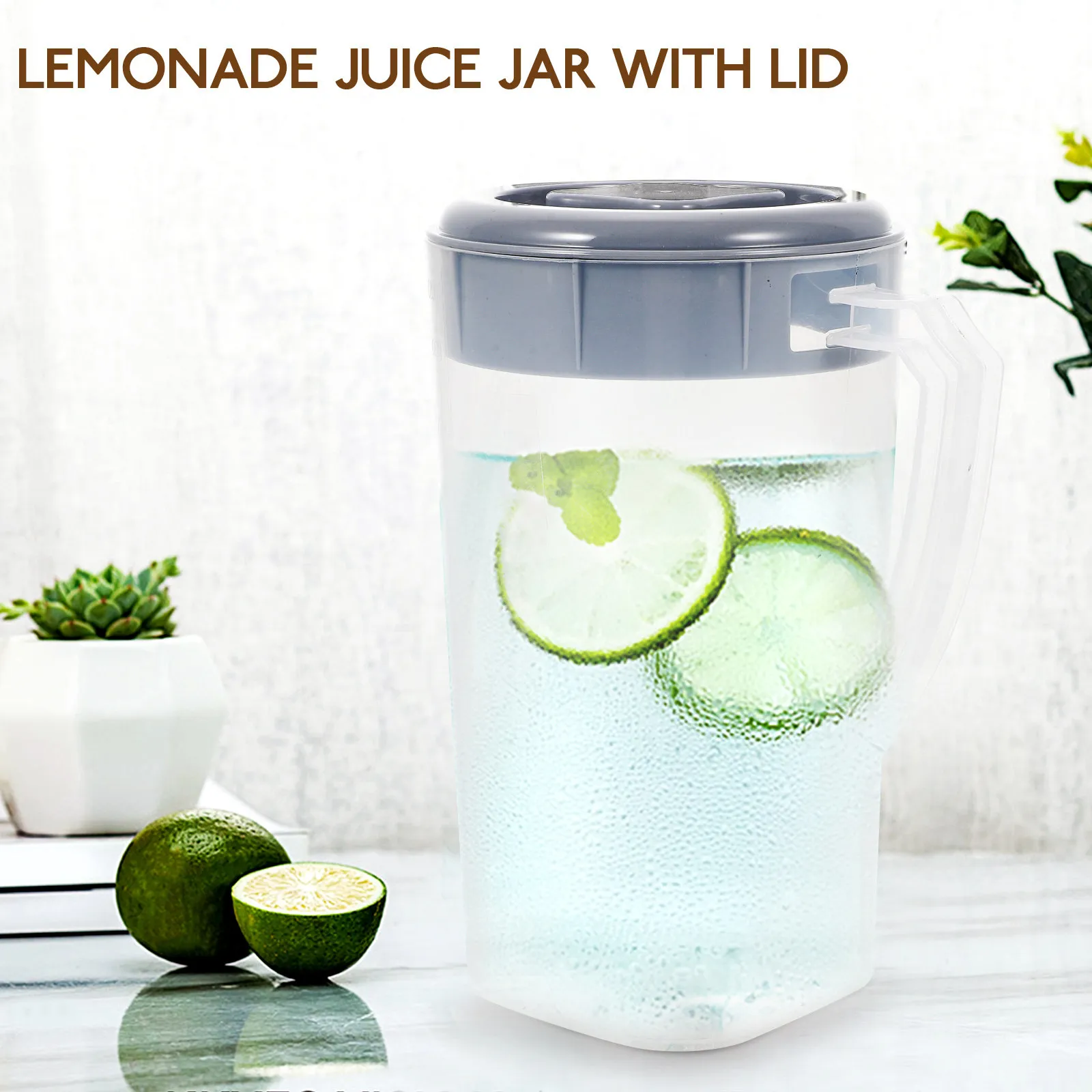 Clear Cold Water Pitcher Large Capacity Iced Tea Juice Lemonade Beverage Drinking Pitcher Lid Pitchers for Drinks