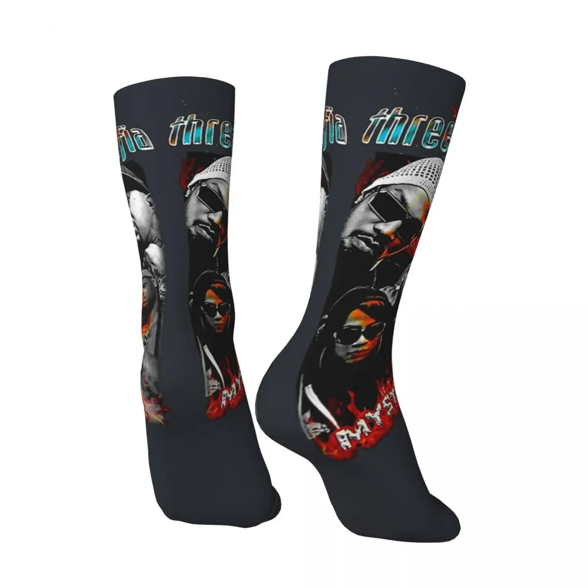 Crazy compression Three 6 M-Mafia 666 Inspired Classic Sock for Men Vintage hip hop halloween5 Quality Pattern Crew Sock Casual