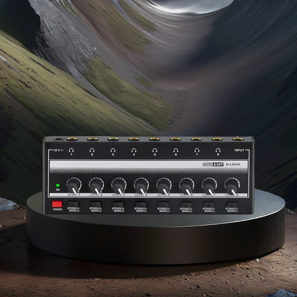 

8 Channel Headphone Amplifier with 9pcs 6.5 3.5mm Converter HA800S Ultra-Compact Stereo Audio Amplifier Splitter for Music Mixer