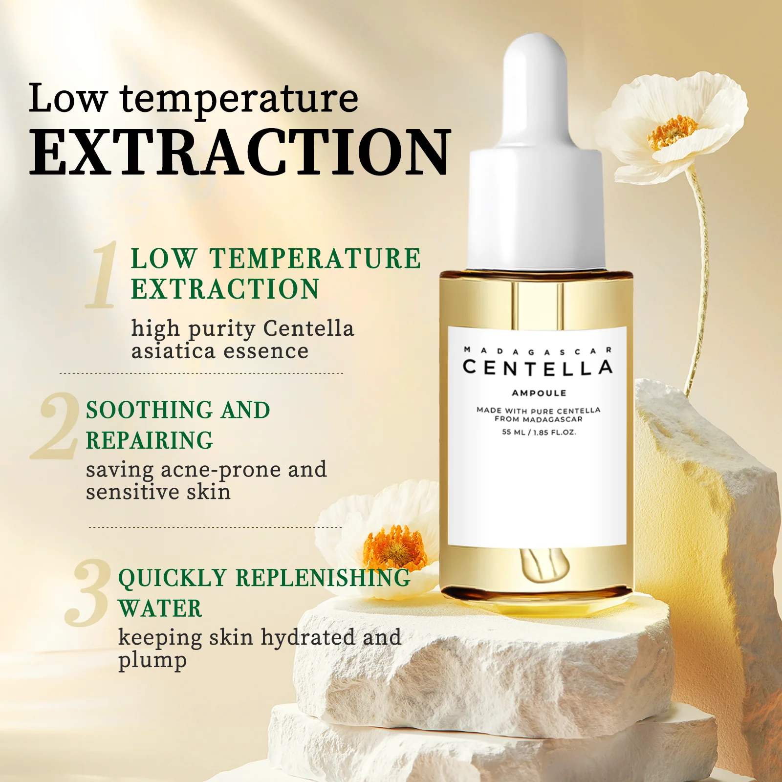 

55ml Centella Asiatica Serum - Intense Hydrating, Acne Reduction, Skin Soothing & Brightening for Sensitive, Dull, Dry Skin