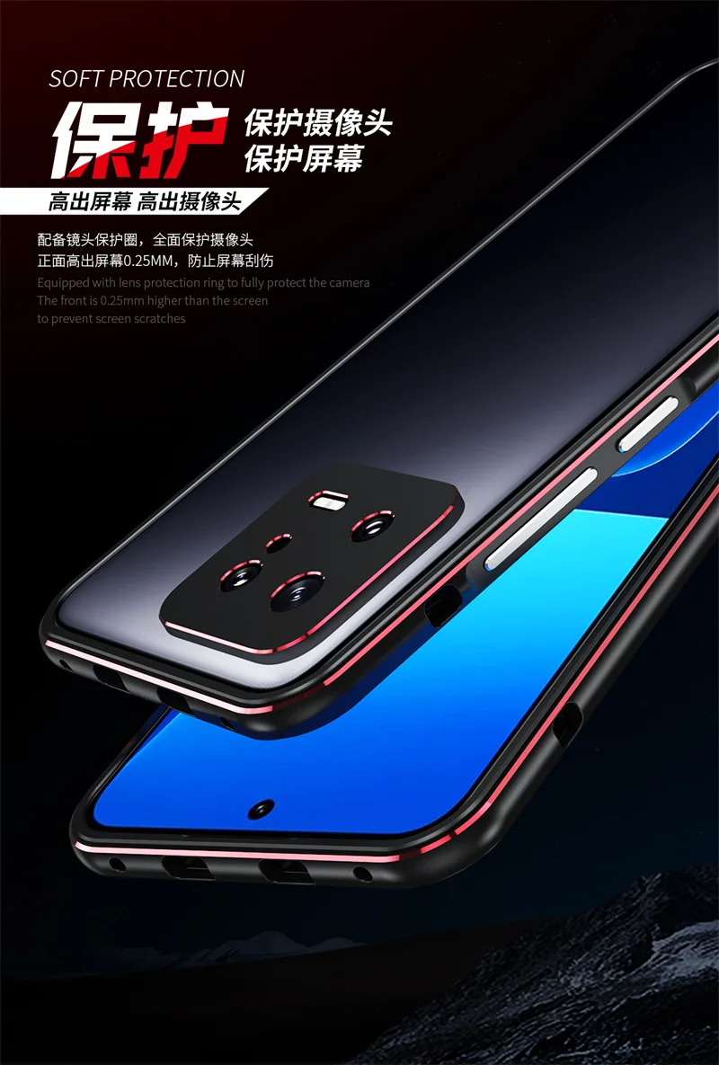 For Xiaomi Mi 13 Pro Xiaomi13 Bumper Ultra Thin Aluminum Metal Bumper Cover Case for Xiaomi 13 with Metal Camera Lens Protector