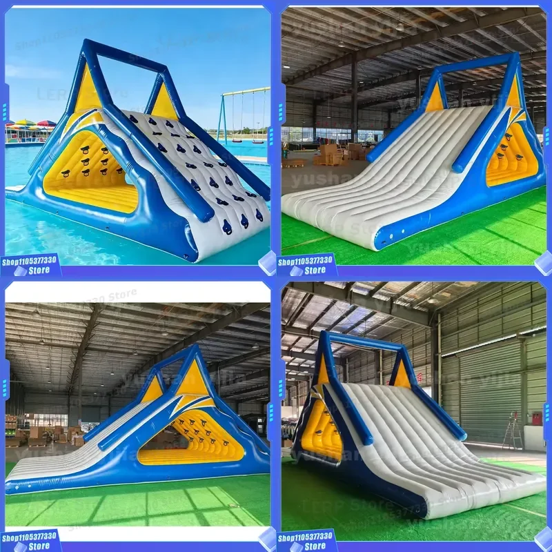 Summer Popular Inflatable Triangle Floating Island Inflatable Water Slide Splash Rock Climbing Slide for Water Park