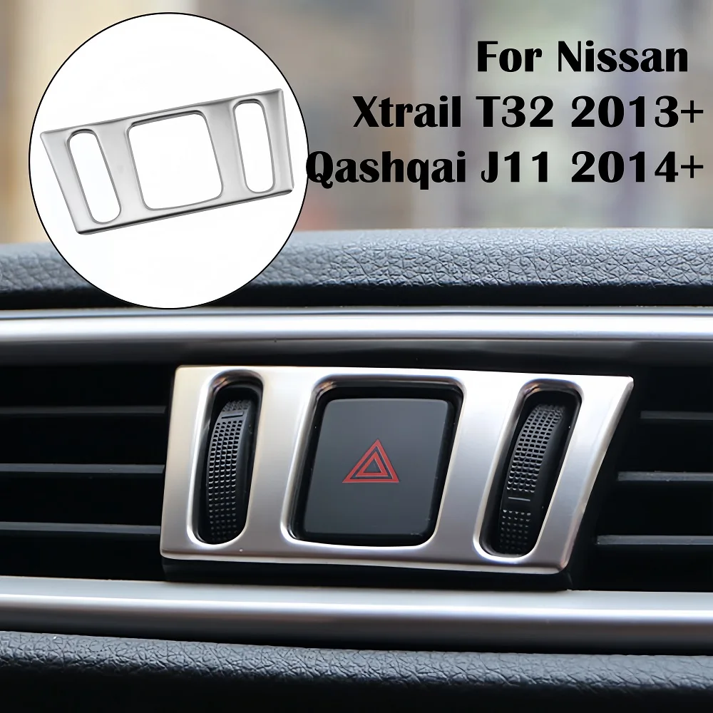 

Stainless Steel Center Console Air Vent Outlet Cover Sticker For Nissan Xtrail X-Trail X trail T32 2013+ Qashqai J11 2014 Murano