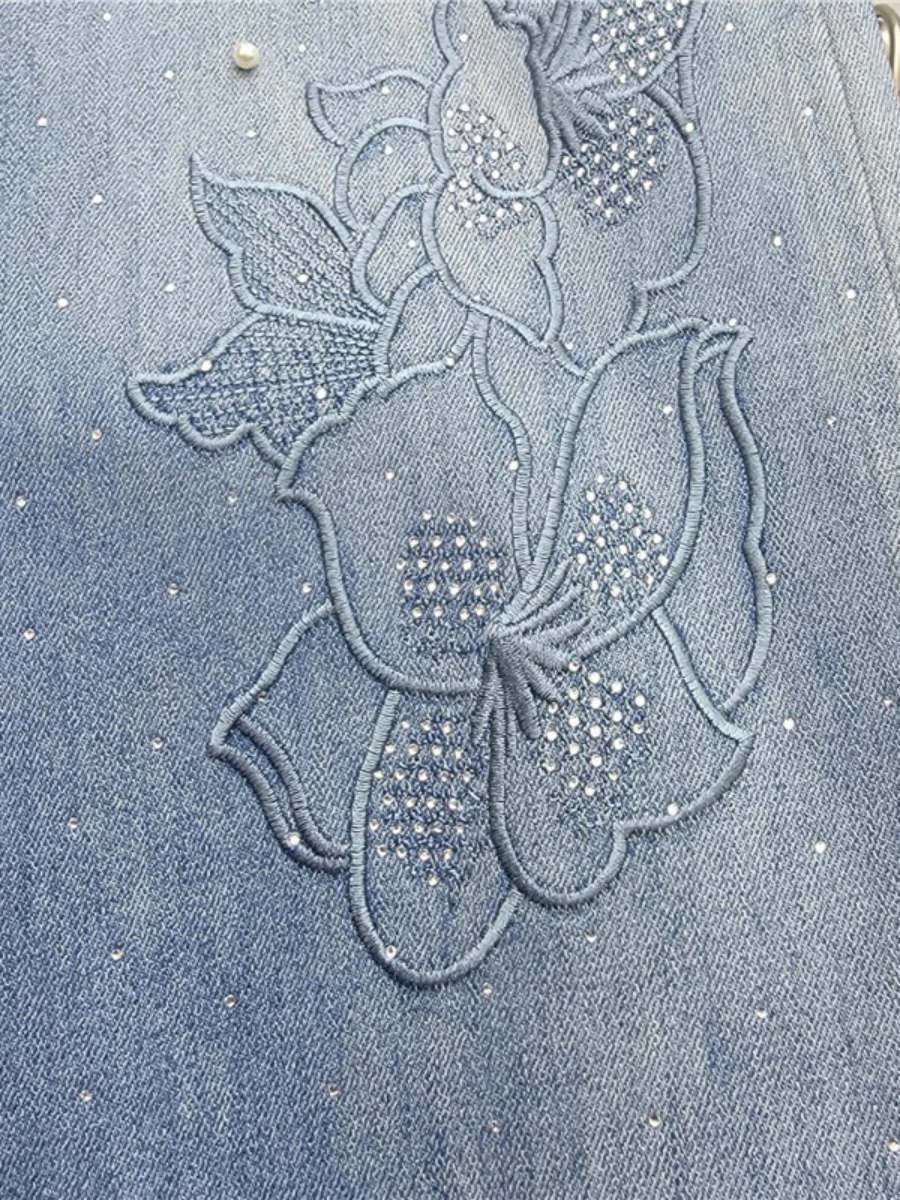 GALCAUR الصلبة تقسم التطريز السراويل الإناث عالية الخصر فضفاض المرقعة الخرز الشارع الشهير سراويل نسائية الخريف الاسلوب المناسب #6