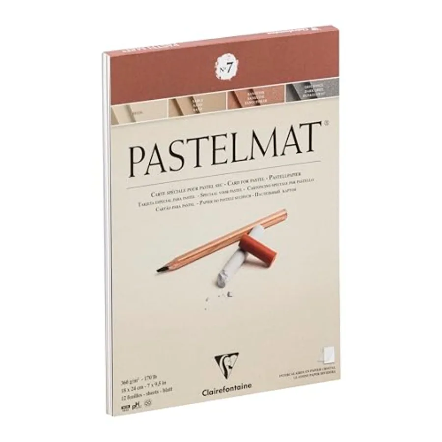 

96052C Glued Pad Pastelmat n°7-12 Sheets Special Card for Dry Pastels - 360g - 4 Assorted Colors - Crystal Paper Dividers