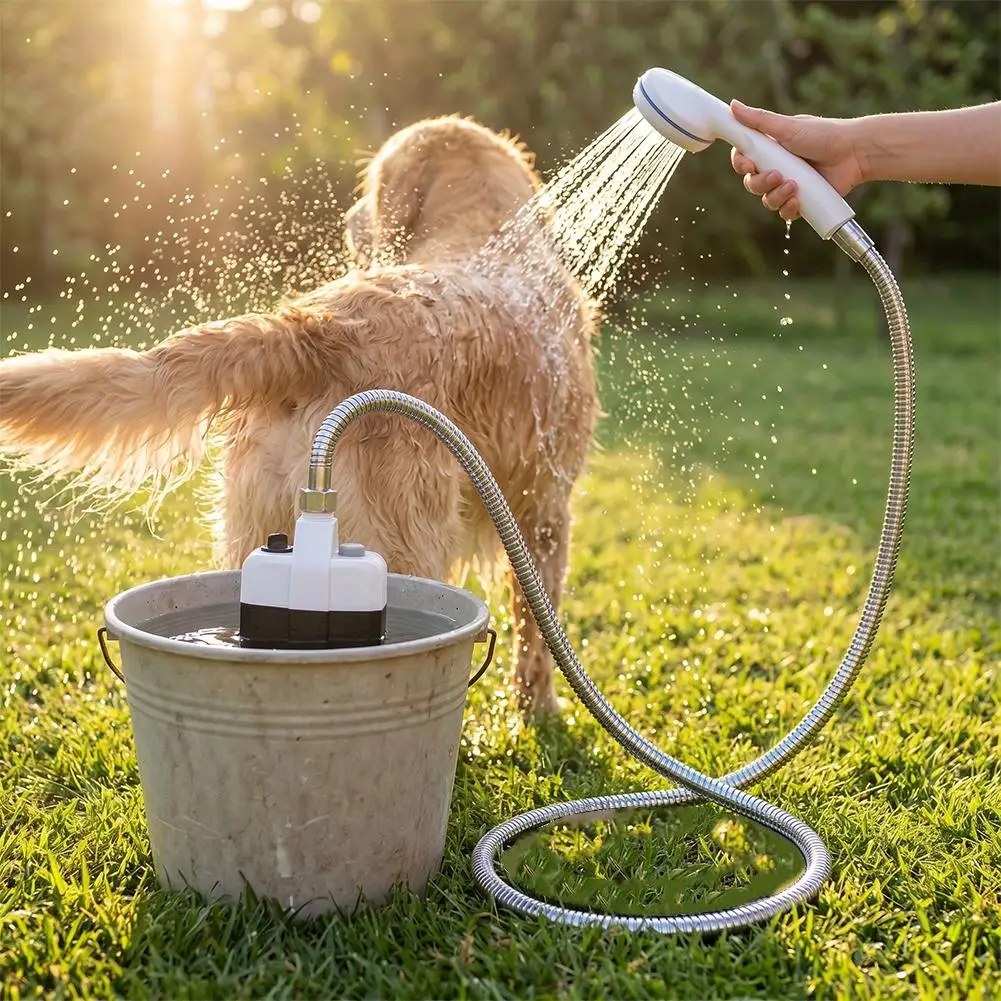 Portable Electric Camping Shower Pump Rechargeable Outdoor Shower Head with Water Tank Hose Handheld Spray for Camping Hiking - view 3