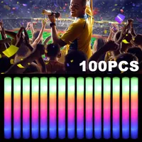 50PCS LED Glow Sticks Bulk Colorful RGB Glow Foam Stick Cheer Tube Dark Light for Xmas Birthday Wedding Party Supplies