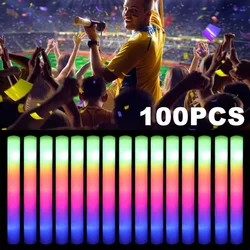 1-50PCS LED Glow Sticks Bulk Colorful RGB Glow Foam Stick Cheer Tube Dark Light for Xmas Birthday Wedding Party Supplies