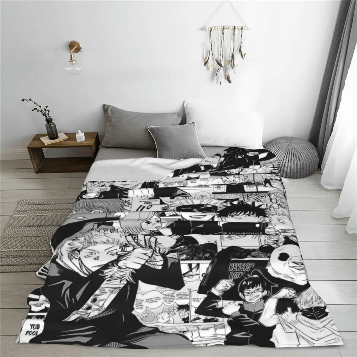 Jujutsu Anime Kaisen Gojo Satoru Plush Blanket Novelty Throw Blanket for Home Bedspreads