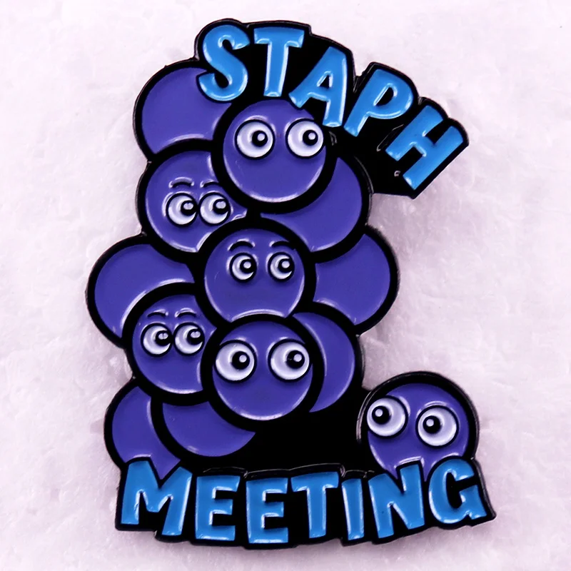 Pin esmaltado Staph-Reeting, broche de humor de bacterias, insignia de salud pública, regalos para profesores de ciencias, joyería