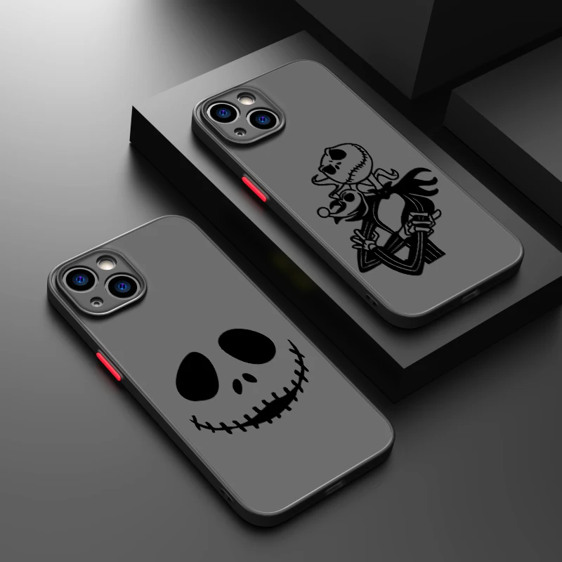 Comic Disney Jack Skellington Phone Case For iPhone 15 14 13 12 11 Pro Max mini XS XR X 8 7 6 Plus TPU Frosted Translucent Cover