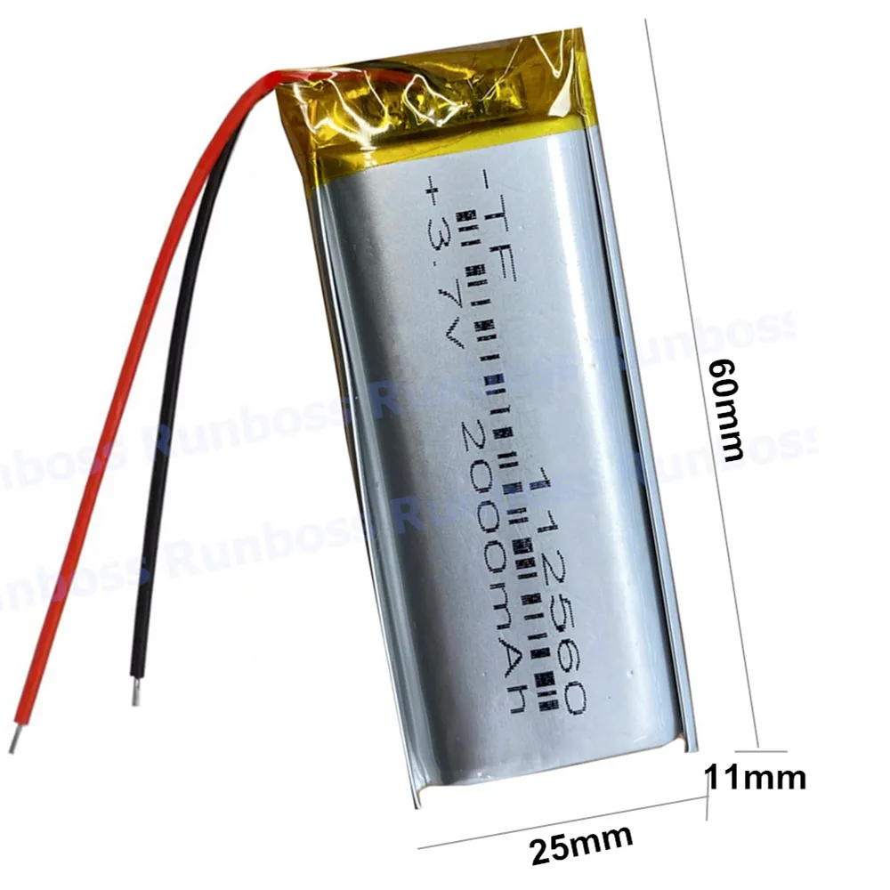 1-10PCS 102560 112560 3.7V 2000mAh Rechargeable Li-Polymer Battery For MP3 Bluetooth Speaker Headset DVR GPS PDA LED Ligts Lamps