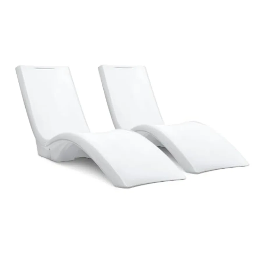 Vero Pool Lounger 2-Pack for tanning ledge and Baja shelf, weighted white polyethylene lounge chairs with UV-resistant finish