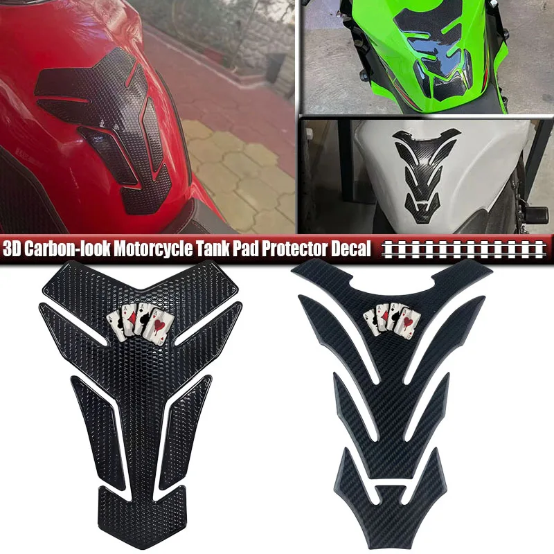 Poker Spades A Pattern Motorcycle Universal 3D Carbon Fiber Fuel Gas Cap Cover Tank Protector Pad Sticker Decals