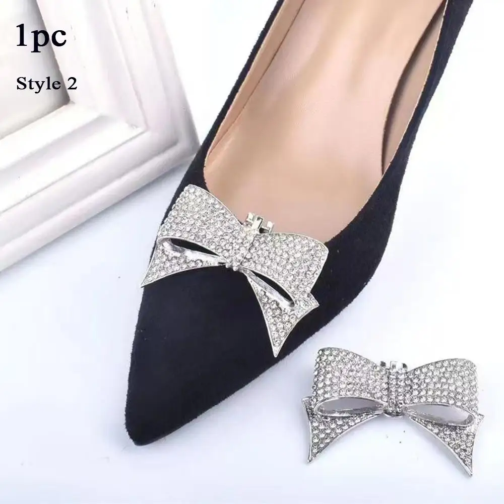 Shiny Rhinestones Shoe Clips Women High Heel Removable Charm Crystal Rectangle Bowknot Shape Buckle Shoes Decor Accessories image 4