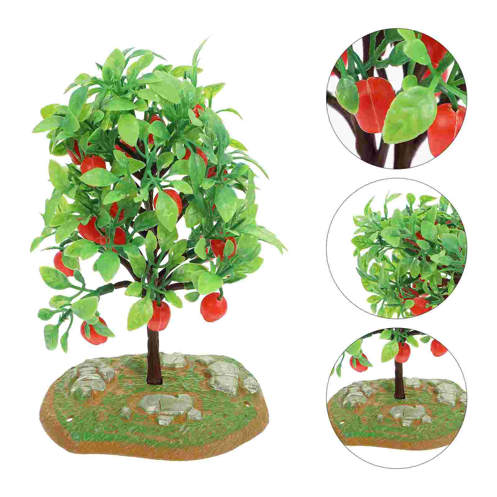 

2 Pcs Apple Tree Model Sand Table Adornment Outdoor Ornaments Small Garden Decor Micro Landscape Pine Flowerpot Modeling