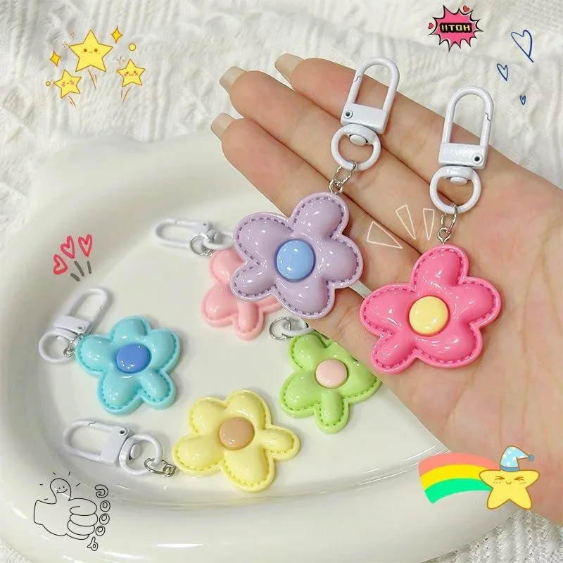 New candy color flower keychain dopamine color keychain pendant ins cute girl bag jewelry