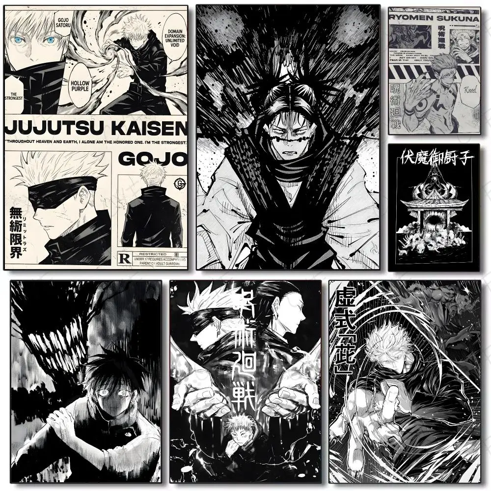 anime sorcery J-Jujutsu Kaisen Poster Painting Wall Art Mural for Living Room Home Decor and Gifts