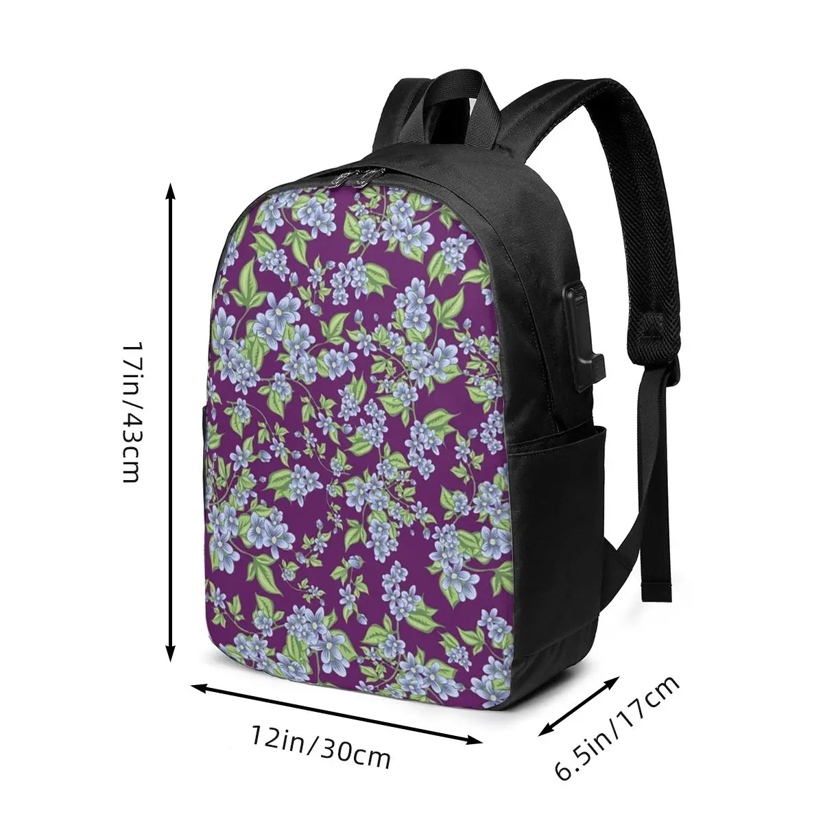 Forget-Me-Not Flower Pattern Backpack Travel Notebook Bag Computer College Student School Bag Laptop Shoulder Bags for Men Women