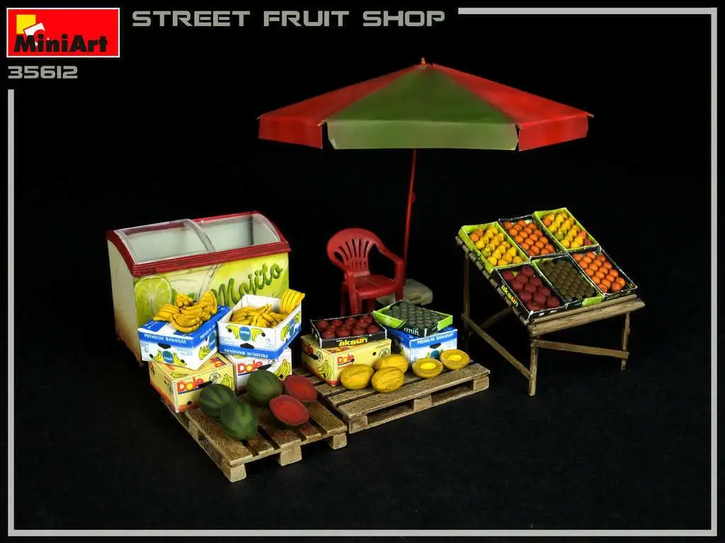 MiniArt 35612 escala 1/35 Street Fruit Shop (Edifícios e Acessórios)