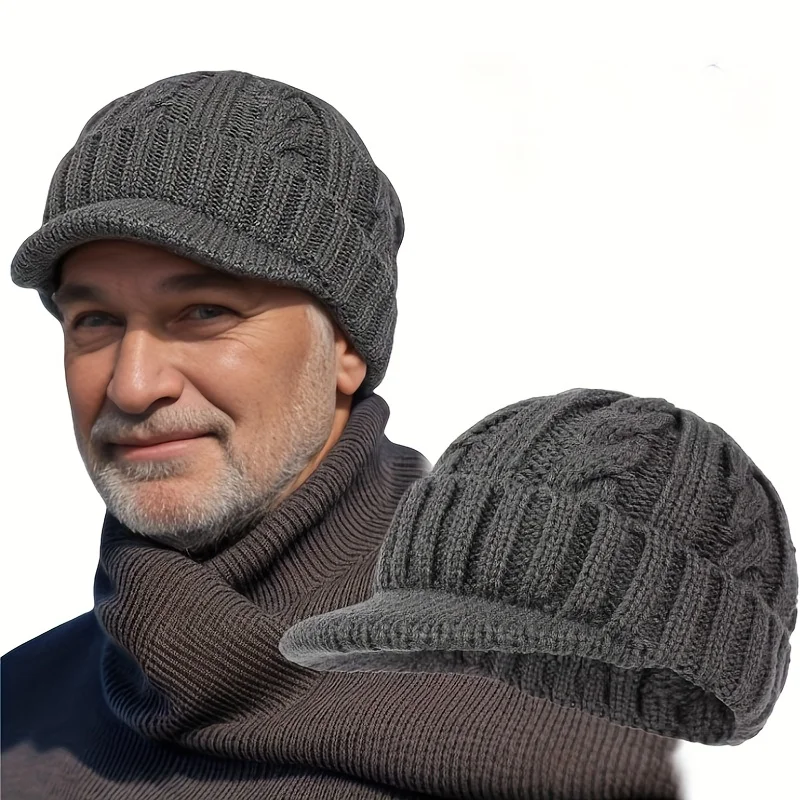 New men's short-brimmed baseball cap, thickened warm hat, ha