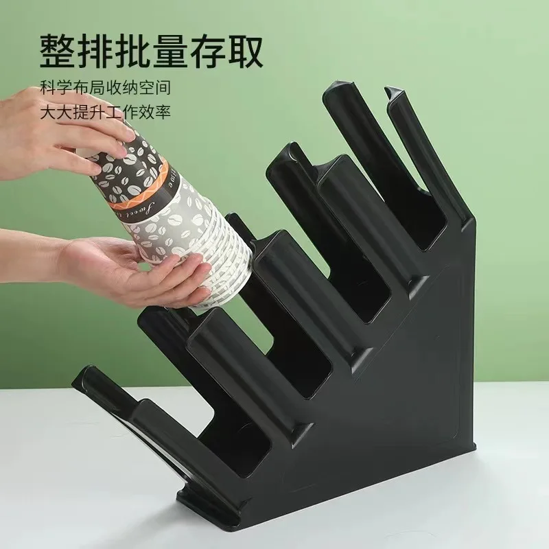 Cup Holder Injection Molding Coffee Shop Milk Tea Shop Bar Storage Disposable Paper Cup Holder Straw Rack Take out Cup Dispenser