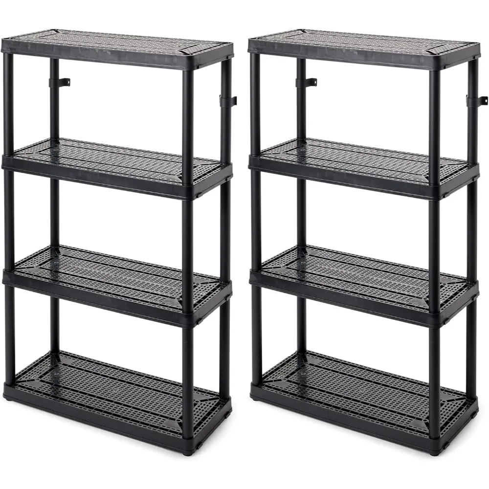 

Gracious Living 2 Pack Storage Rack, 4 Shelf Fixed Height Medium Duty Unit, Black