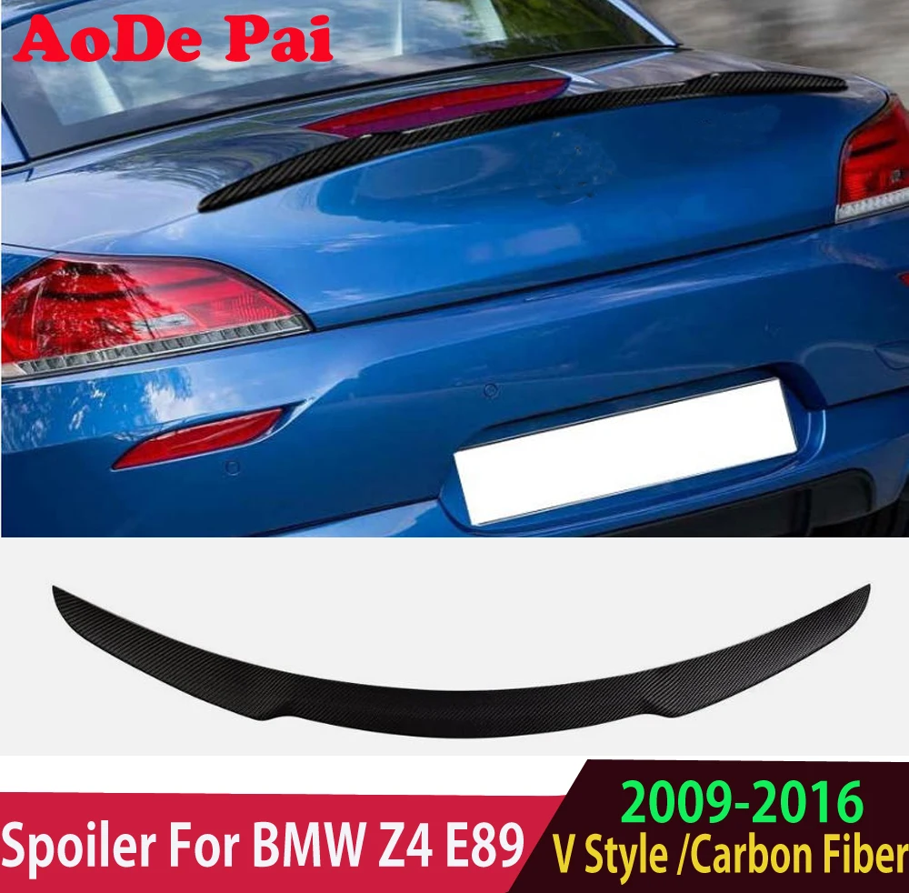 V Style Real Carbon Fiber Rear Boot Trunk Wing Spoiler Ducktial For BMW Z4 E89 2009-2015