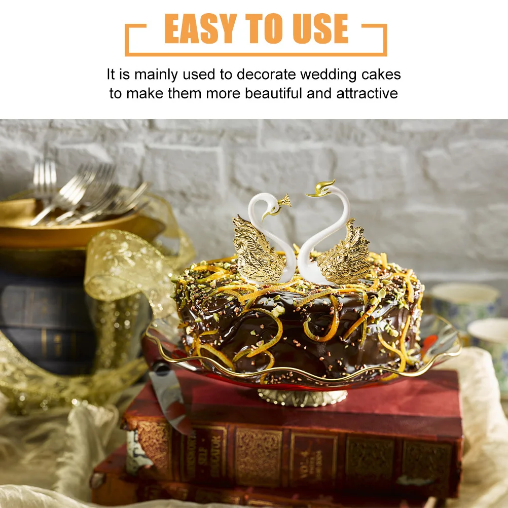 

Swan Figurines Wedding Cake Decoration Romantic Party Cupcake Ornament Baking Decor Swan Sculptures Animals Cake Topper