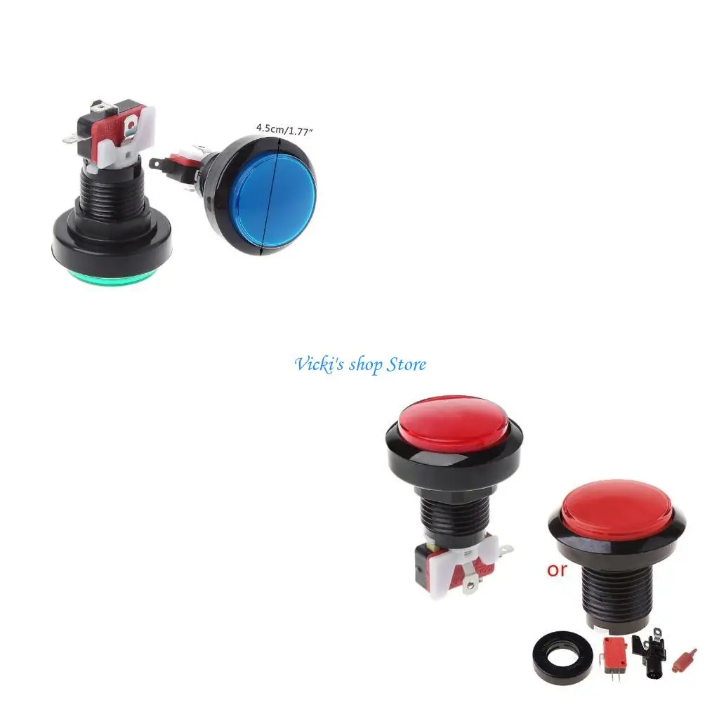 

Game Push Button 45mm Round 12V LED Illuminated Push Button Switch with Micro switch for Arcade Video Games