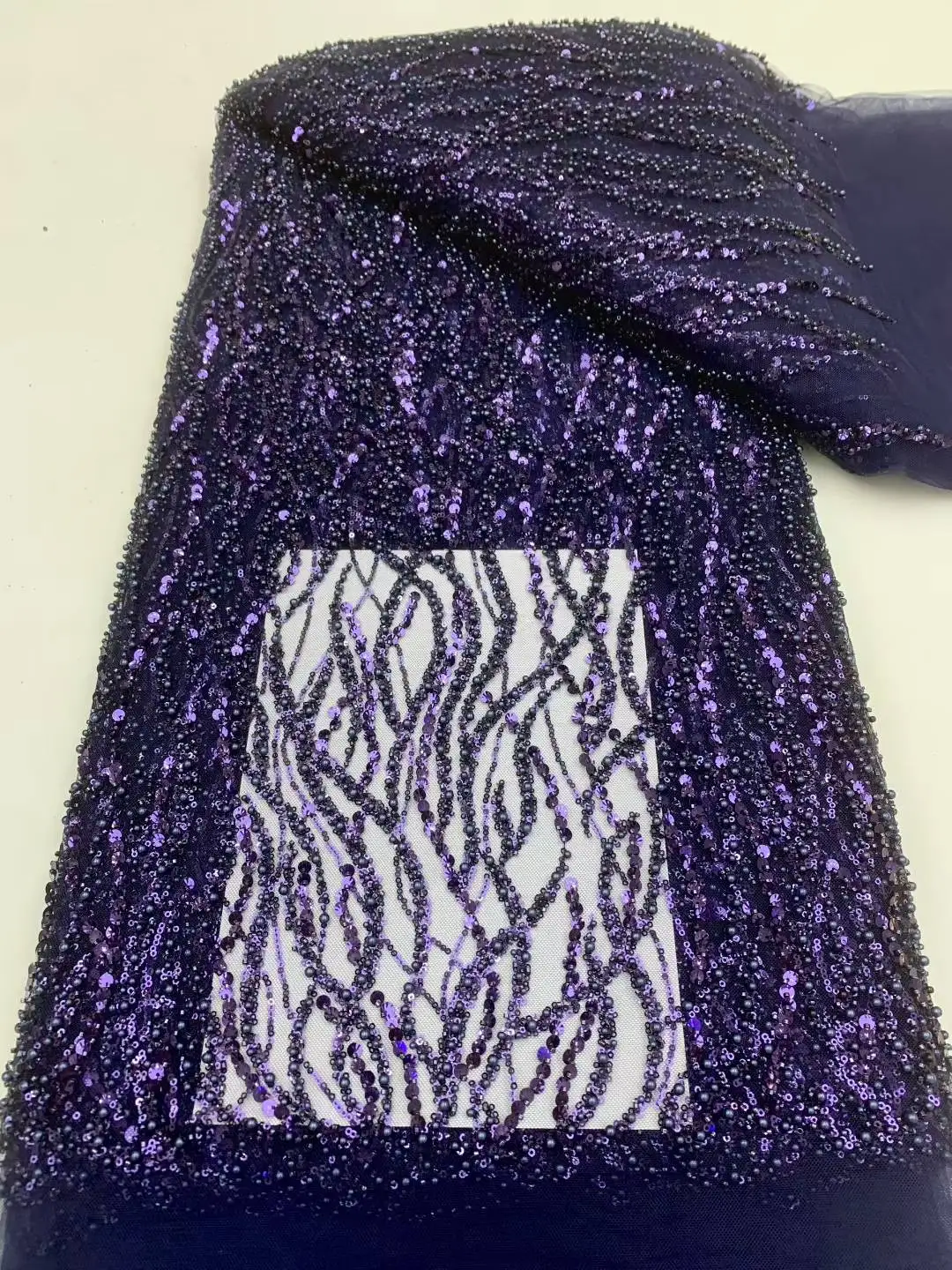 

Новейшая африканская кружевная ткань с блестками, 2025 г., высококачественная кружевная сетчатая ткань с вышивкой бисером, 5 ярдов для женщин, свадебное платье