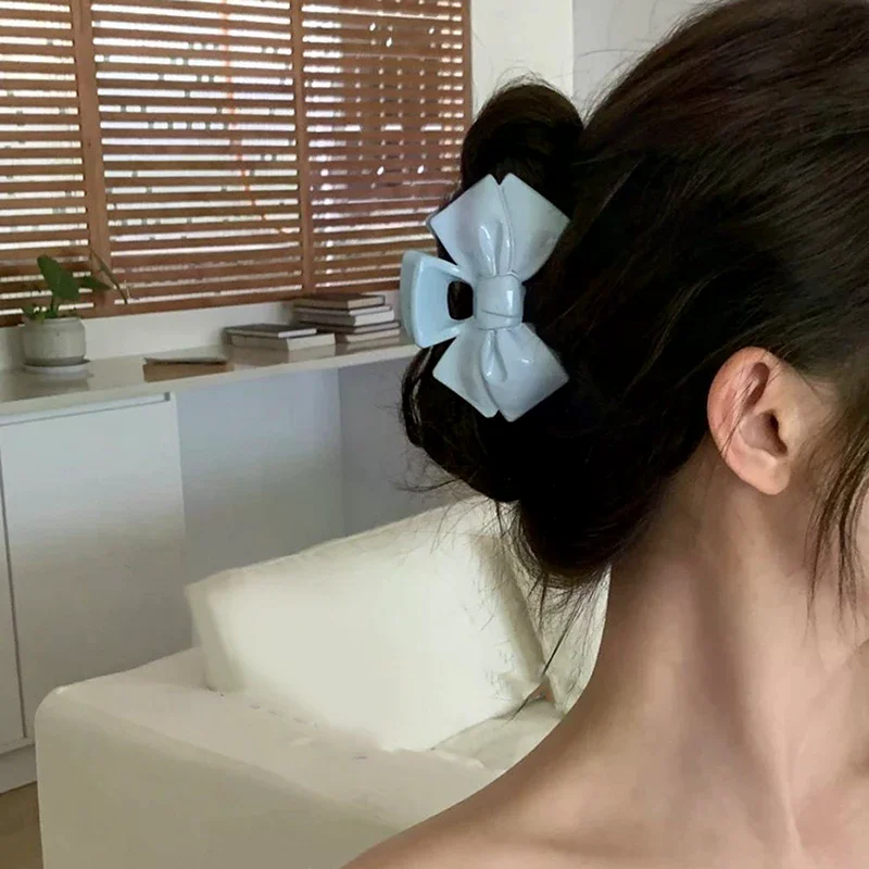 Sweet Cream Blue Bow Five-Pointed Star Hair Clip Geometry Hair Claw For Women Elegant Bowknot Crab Barrettes Hair Accessories