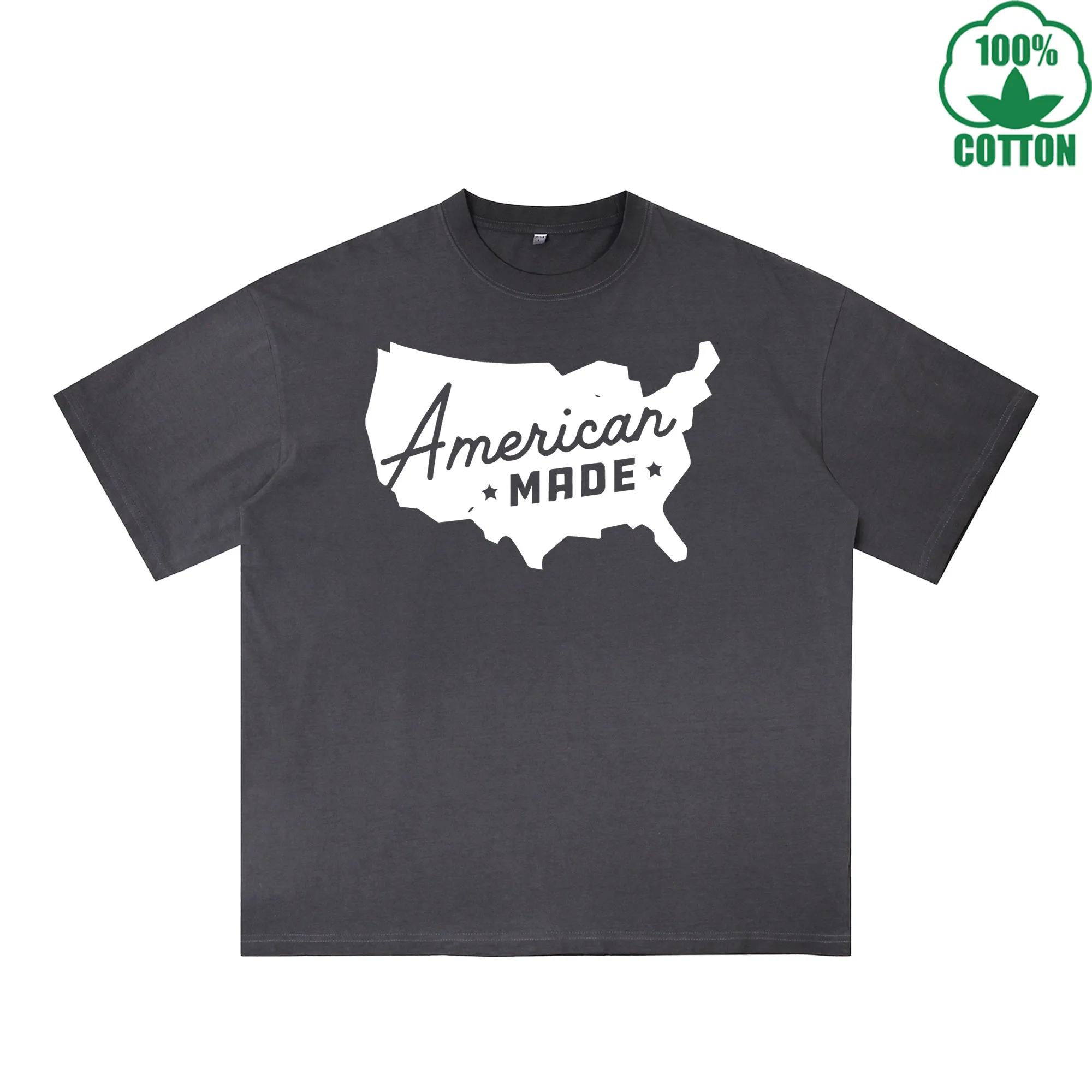 

Футболка с принтом American Made, 230 г, разноцветная, свободного кроя, модная, 100% хлопок, с коротким рукавом