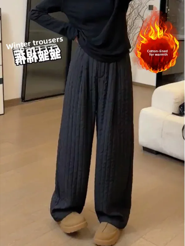 

Новые повседневные брюки Sli с высокой талией и прямыми штанинами на хлопковомполнителе, удобные теплые женские брюки больших размеров, осень-зима, модная футболка...