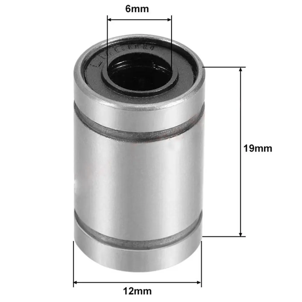 12 Pcs LM6UU Cylinder Linear Motion Ball Bearing, ID 6mm, OD 12mm Linear Ball Bearings for 3D Printer Linear Rail Guide