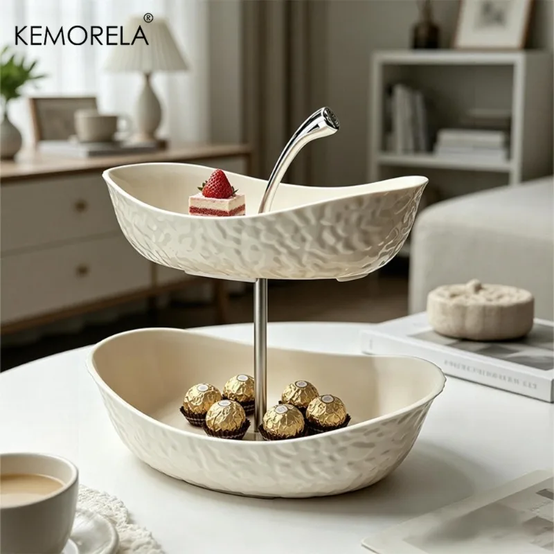 KEMORELA 2/3 Tier Plastic Fruit And Vegetable Basket - Multi-Functional Kitchen Storage Rack for Storing Fruits Vegetables Cake