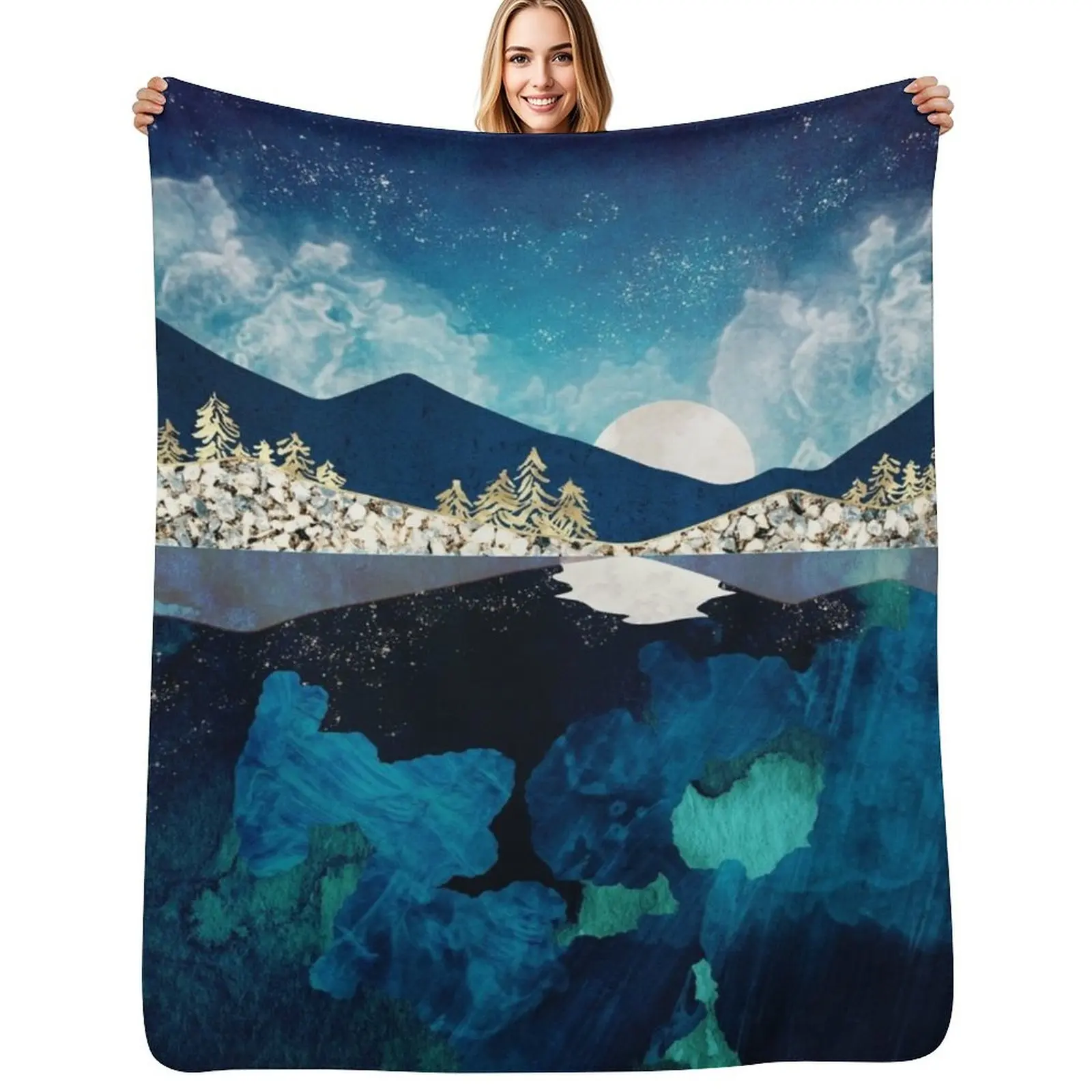 Midnight Water Throw Blanket Cute For Baby Thin Plaid Cute Plaid Soft Big Blankets
