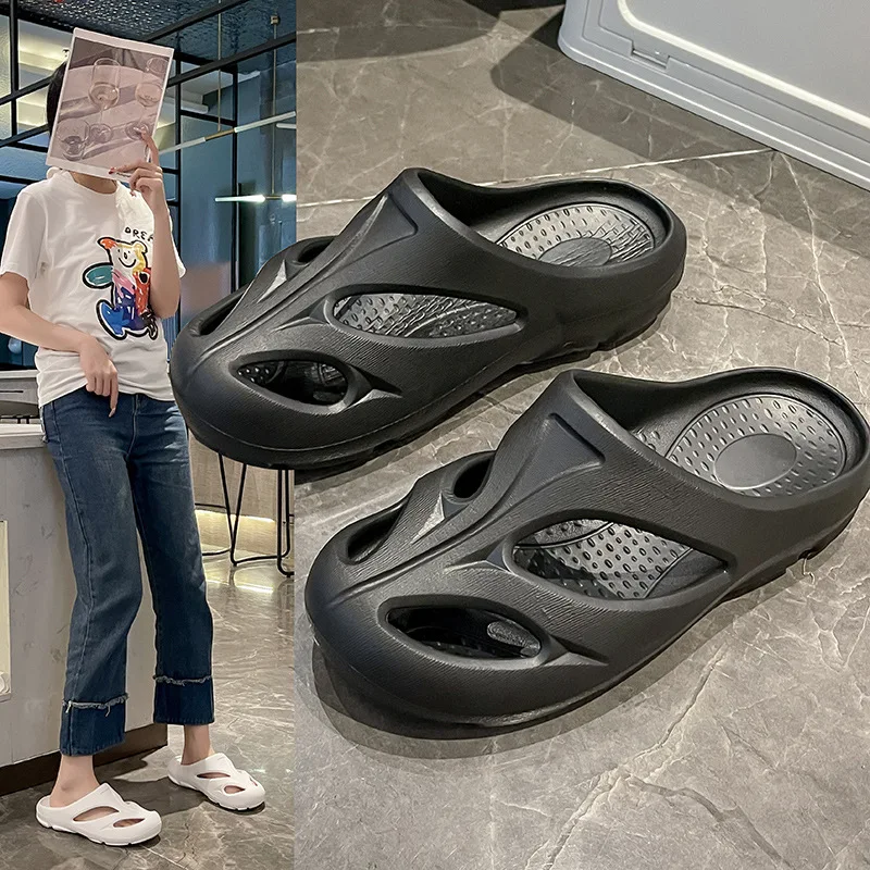 Tide brand slippers men's and women's beach sandals non-slip function special-shaped hollow off-road back hole shoes