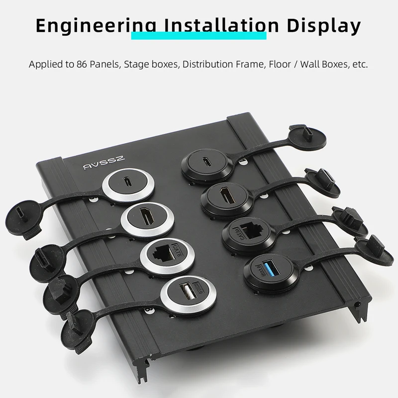 Круглая розетка AVSSZ, USB3.0 2.0, Type - C, HDMI 2.0, CAT6A CAT6 Сетевой разъем RJ45, высокоскоростная передача данных, пылезащитный модуль