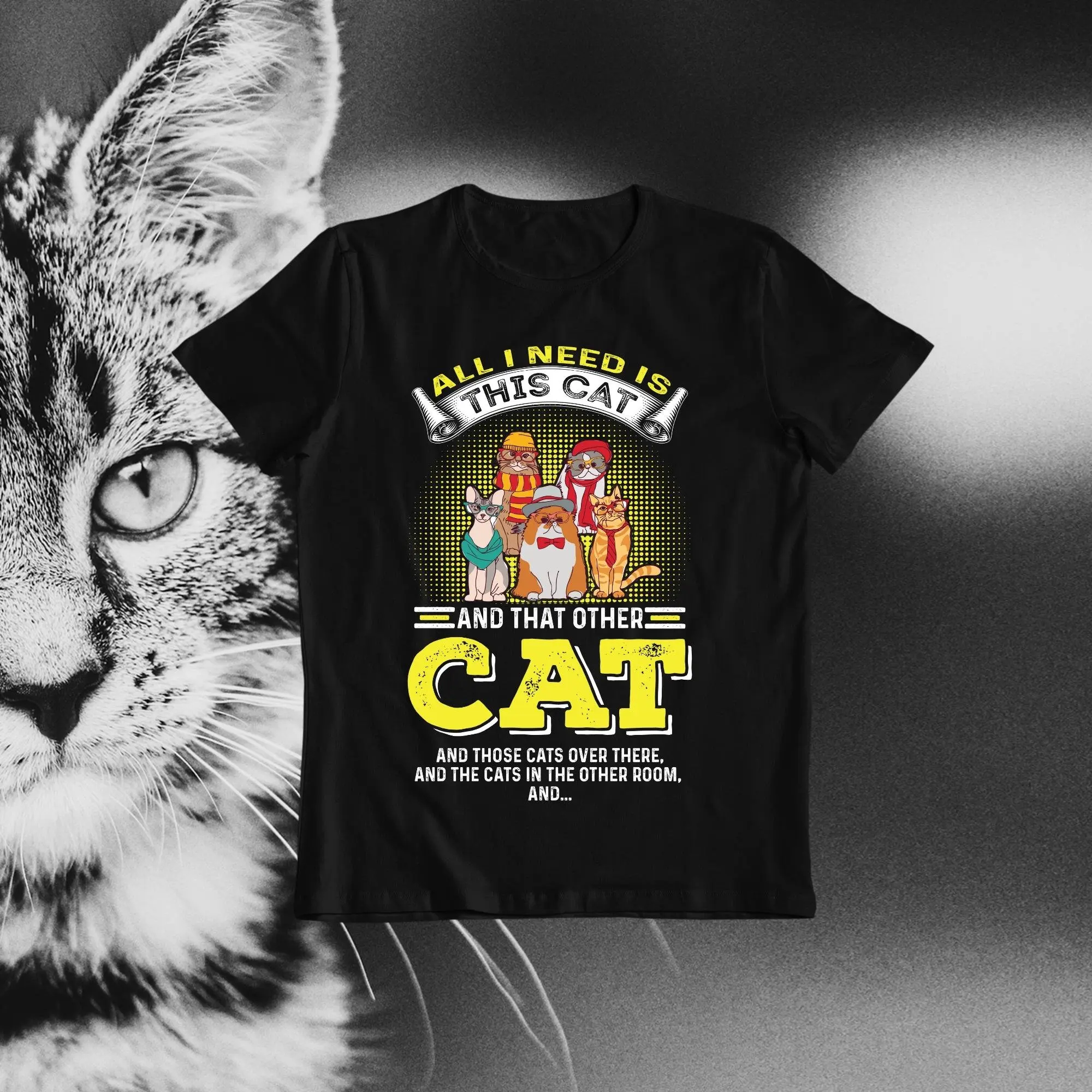 T-shirt engraçada para a mamã, tudo que eu preciso é este amor do gato, opção do sitter, dia do gatinho