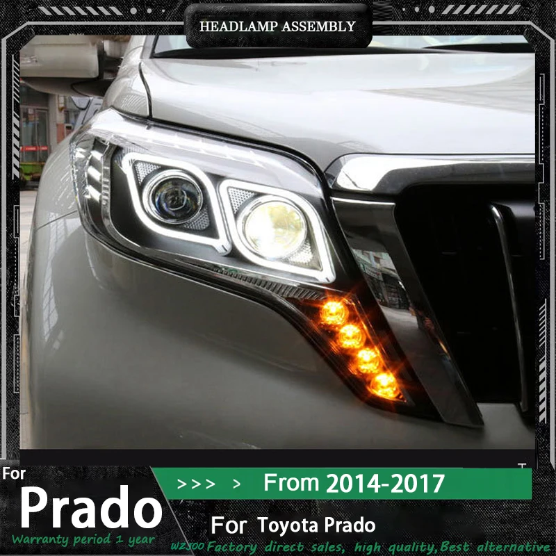 

New LED Head Lamp Upgrade Modified For Toyota Prado 2014-2017 Headlight Dynamic Signal Head Lamp Auto Accessories