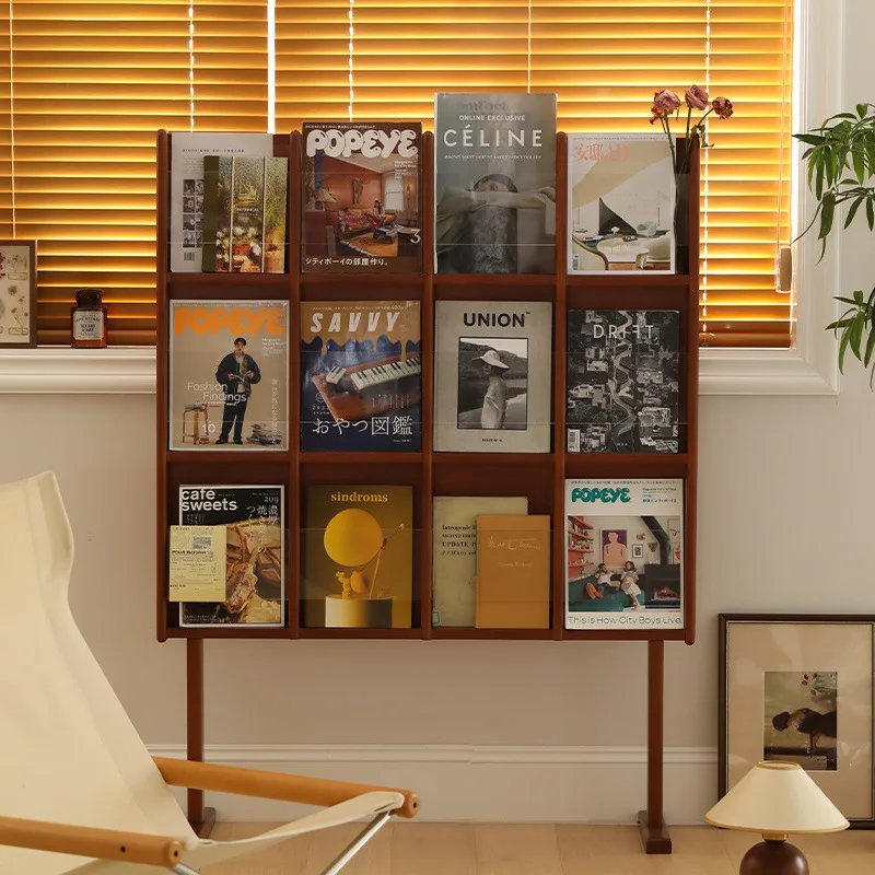 

Schumann magazine rack medieval solid wood living room display shelf bookshelf creative acrylic floor newspaper CD rack Internet