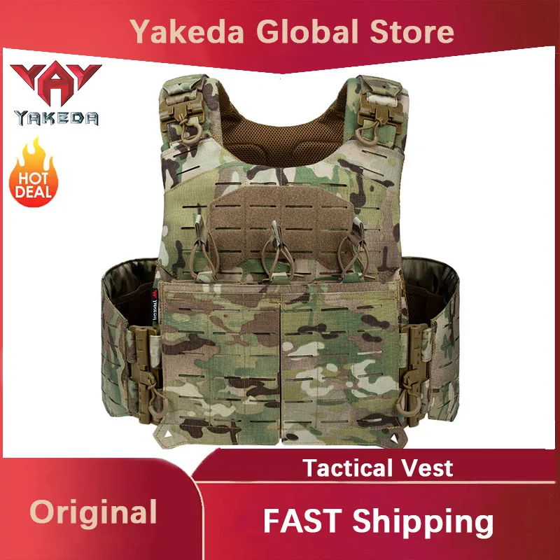 YAKEDA Tactical Vest New Tactical Vest Nylon One-click Quick Release Cutting PALS System Multi-functional Protective Vest