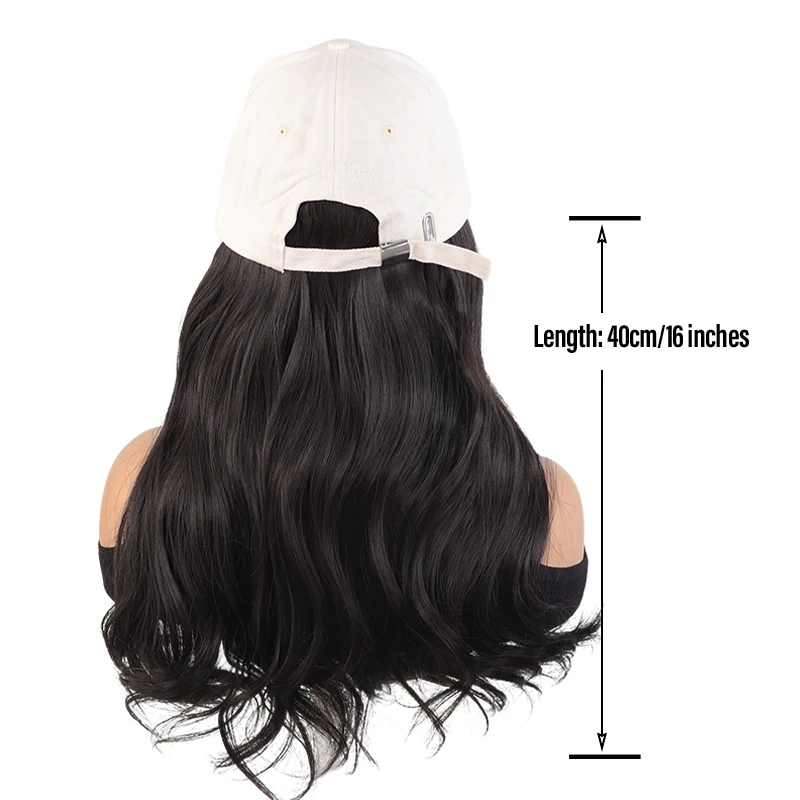 Trendy Long Body Wave Hair Wig Hat in Beige, Synthetic Baseball Cap with Integrated Hair for Women, Perfect for Casual Outfits & view 4