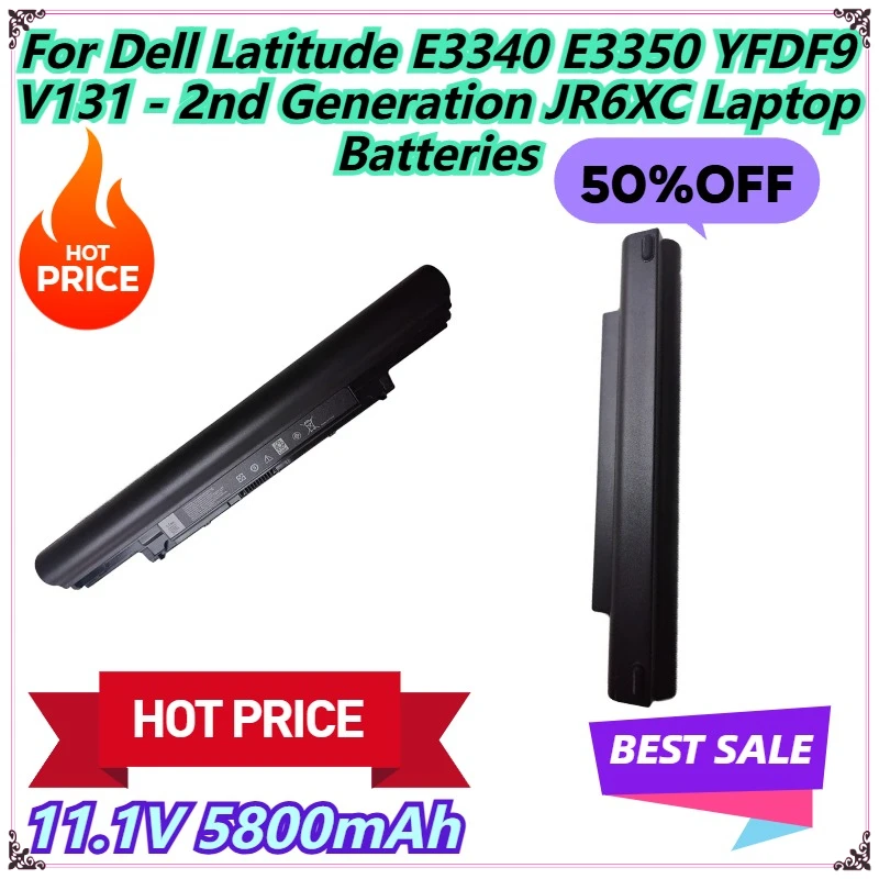 

11,1 В, 5800 мАч для Dell Latitude E3340 E3350 YFDF9 V131-аккумуляторы для ноутбуков 2-го поколения JR6XC