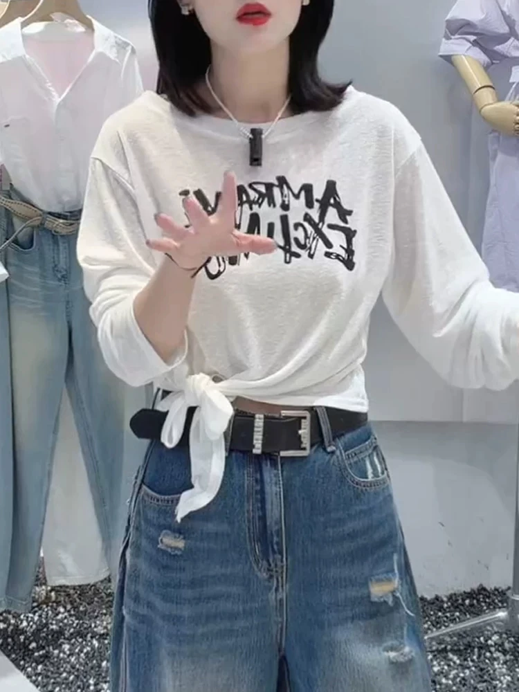 Slimming Fashionable Korean Style Women's Top Sweet Design Sensation Body Shape Enhancing Long Sleeve T-Shirt for Ladies